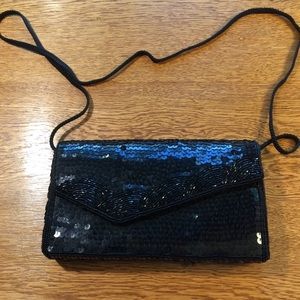 VTG Black Sequin / Beaded Clutch Evening Bag NWOT